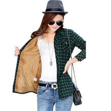 将图片加载到图库查看器,Luxury Winter Warm, Plus Velvet Thicken Plaid Shirt Style Coat Jacket For Women Clothes/Tops/Casual/Jacket/Outerwear For Female