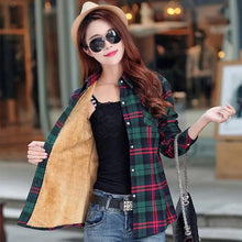 将图片加载到图库查看器,Luxury Winter Warm, Plus Velvet Thicken Plaid Shirt Style Coat Jacket For Women Clothes/Tops/Casual/Jacket/Outerwear For Female