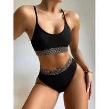 Load image into Gallery viewer, Luxury Women Black Bikini High Waist Swimwear Female 2 Pieces Set Swimsuit Bathing Suit Women Beach Women's High Waisted Bandage Bikini Set Two Piece Push Up Swimsuits