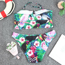 Load image into Gallery viewer, Luxury Women Black Bikini High Waist Swimwear Female 2 Pieces Set Swimsuit Bathing Suit Women Beach Women's High Waisted Bandage Bikini Set Two Piece Push Up Swimsuits