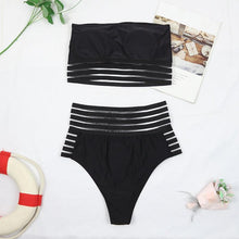 Load image into Gallery viewer, Luxury Women Black Bikini High Waist Swimwear Female 2 Pieces Set Swimsuit Bathing Suit Women Beach Women's High Waisted Bandage Bikini Set Two Piece Push Up Swimsuits