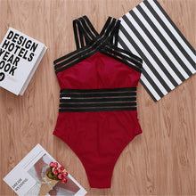 将图片加载到图库查看器,Luxury Women Black Swimsuits Women High Neck One Piece Swimsuits For Women Mesh Bathing Suits Open Back Swimwear One Piece Swimwear For Lady High Neck Bandage Cross Back Swimming Suit Female Holiday Beachwear