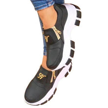 Load image into Gallery viewer, Luxury Women Blue Espadrilles New Solid Color Thick Bottom Zipper Walking Women's Shoes Slip-on High Top Sneakers Round Toe Thick Sole Zipper Ballet Flats Flat Skate Walking Shoes