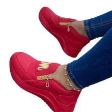 Load image into Gallery viewer, Luxury Women Blue Espadrilles New Solid Color Thick Bottom Zipper Walking Women's Shoes Slip-on High Top Sneakers Round Toe Thick Sole Zipper Ballet Flats Flat Skate Walking Shoes