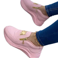 Load image into Gallery viewer, Luxury Women Blue Espadrilles New Solid Color Thick Bottom Zipper Walking Women's Shoes Slip-on High Top Sneakers Round Toe Thick Sole Zipper Ballet Flats Flat Skate Walking Shoes