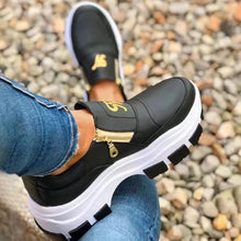 Load image into Gallery viewer, Luxury Women Blue Espadrilles New Solid Color Thick Bottom Zipper Walking Women's Shoes Slip-on High Top Sneakers Round Toe Thick Sole Zipper Ballet Flats Flat Skate Walking Shoes