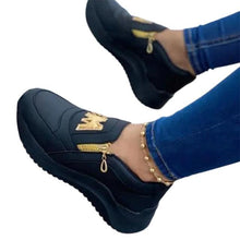 Load image into Gallery viewer, Luxury Women Blue Espadrilles New Solid Color Thick Bottom Zipper Walking Women's Shoes Slip-on High Top Sneakers Round Toe Thick Sole Zipper Ballet Flats Flat Skate Walking Shoes