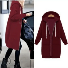 将图片加载到图库查看器,Luxury Women's Autumn Winter Thickening Hoodies Leisure Loose Hooded Jackets Pockets Plus Size Sweatshirt Sports Dresses Outwear Women's Hooded Flannel Jacket Casual Fleece Windbreaker Hoodie