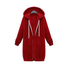 将图片加载到图库查看器,Luxury Women's Autumn Winter Thickening Hoodies Leisure Loose Hooded Jackets Pockets Plus Size Sweatshirt Sports Dresses Outwear Women's Hooded Flannel Jacket Casual Fleece Windbreaker Hoodie