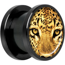 Load image into Gallery viewer, Full Color Leopard Eyes Black Anodized Screw Fit Plug Set 1/2