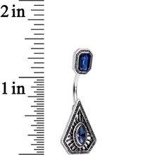 将图片加载到图库查看器,Navy Blue Gem Geometric Edge Double Mount Belly Ring