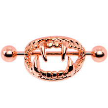 Load image into Gallery viewer, 14G 5/8 Rose Gold Tone Fearsome Fangs Nipple Shield Set