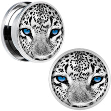 Load image into Gallery viewer, Black White Leopard Eyes Steel Screw Fit Plug Set 18mm