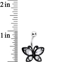 Load image into Gallery viewer, Clear Gem Black Baby Butterfly Belly Ring