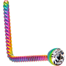 将图片加载到图库查看器,Clear 2mm Gem Inlay Rainbow IP So Twisted L Shaped Nose Ring