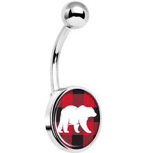 将图片加载到图库查看器,Red Black Plaid Polar Bear Belly Ring