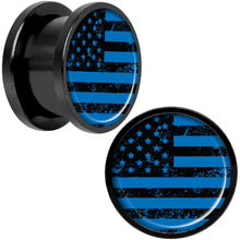 将图片加载到图库查看器,Blue American Flag Black Anodized Screw Fit Plug Set 9/16