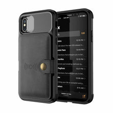 将图片加载到图库查看器,Magnetic Black Leather Wallet Case for iPhone 14 13 11 12 Case Armor Shockproof Card Holder Wallet Flip Cover Buckle Cash Card Sleeve Leather Protective Kickstand Durable High Capacity Phone Case