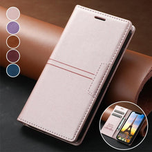 Load image into Gallery viewer, Magnetic Flip Leather Card Slot Wallet Case for iPhone 14 13 12 11 Pro Max Flip Invisible Magnetic Elegant Retro Phone Case Premium Leather PU Soft Flip Cover For iPhone
