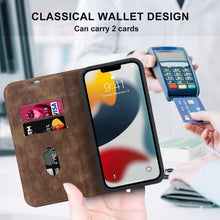Load image into Gallery viewer, Magnetic Leather Wallet Phone Cover for iPhone 14 Plus 13 Pro Max 12 Mini for Wireless Charging Kickstand Card Case Magnetic Flip PU Leather Phone Case with Card Holder Slots Kickstand Shockproof Case