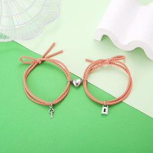 Load image into Gallery viewer, Magnetic Love Heart Attraction Couple Bracelets Distance Relationship Braid Rope Bracelet Magnet Matching Couples Mutual Attraction Couples Bracelets Matching Bracelets For Couples Magnetic Peach Heart Bracelet For Girlfriend