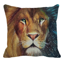 Load image into Gallery viewer, Male Lion Printing Linen Pillow Cover Lion Leo King Square Cushion Covers For Home Sofa Bed Chair Decoration