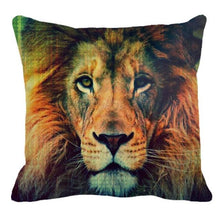 Load image into Gallery viewer, Male Lion Printing Linen Pillow Cover Lion Leo King Square Cushion Covers For Home Sofa Bed Chair Decoration