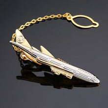 Load image into Gallery viewer, Man's Tie Clip Golden Plating Airplane Shaped Pilot Man's Tie Clip Elegant Airplane Tie Clip Wedding Gift Quality Luxury Gift For Pilot Lightweight Tie Clips