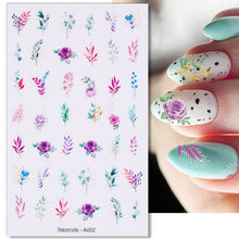 Load image into Gallery viewer, Marble Blooming 3D Nail Sticker Decals Flower Leaves Transfer Water Sliders Abstract Geometric Lines Nail Watermark Decals iridescent Decoration Nail Self-Adhesive Decals Nail Stickers Water Transfer Fresh Nail Decals for Nail Art Butterfly Palm
