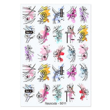 Load image into Gallery viewer, Marble Blooming 3D Nail Sticker Decals Flower Leaves Transfer Water Sliders Abstract Geometric Lines Nail Watermark Decals iridescent Decoration Nail Self-Adhesive Decals Nail Stickers Water Transfer Fresh Nail Decals for Nail Art Butterfly Palm