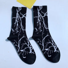 将图片加载到图库查看器,Marble Print Style Harajuku Skateboard Long Socks Creative Fun Lightning Hip Hop Style Socks Streetwear Casual Cotton Socks Unisex Street Couple Socks For Men And Women