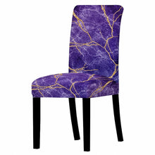 Load image into Gallery viewer, Marble Stretch Chair Cover For Dining Room Anti-Dirty Elastic Seat Cover Removable Slipcover For Banquet Wedding Party Glitter Crackle Chair Covers for Dining Room/Kitchen/Hotel/Ceremony, White Marble Soft Stretch Chair Protectors Removable Washable Slipc
