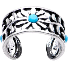 将图片加载到图库查看器,Blue Orb Flower Halo Toe Ring
