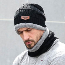 Load image into Gallery viewer, Men And Women Knitted Winter Scarf & Hat Fleece Lined Bonnet Beanies