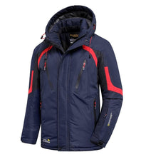 Load image into Gallery viewer, Men Blue Winter Outdoor Jacket New Ski Snow Warm Jacket Coat New Design Stylish Men's Breathable Jacket Comfortable Casual Hooded Waterproof Thick Fleece Jackets For Men Detachable Hood Jacket
