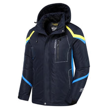 Load image into Gallery viewer, Men Blue Winter Outdoor Jacket New Ski Snow Warm Jacket Coat New Design Stylish Men's Breathable Jacket Comfortable Casual Hooded Waterproof Thick Fleece Jackets For Men Detachable Hood Jacket