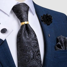 Load image into Gallery viewer, Men Luxury Red Silk Necktie Matching Cufflinks Set For Men Bridegroom Wedding Business Necktie Elegant Design Ideal Gift For Men