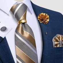 Load image into Gallery viewer, Men Luxury Red Silk Necktie Matching Cufflinks Set For Men Bridegroom Wedding Business Necktie Elegant Design Ideal Gift For Men