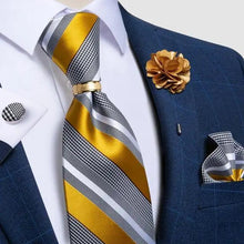 Load image into Gallery viewer, Men Luxury Red Silk Necktie Matching Cufflinks Set For Men Bridegroom Wedding Business Necktie Elegant Design Ideal Gift For Men
