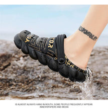 Load image into Gallery viewer, Men's Black Rubber Beach Flip Flops Sandals Wedge Flat Shoes Footwear Fashion Unisex Garden Clogs Sports Sandals Outdoor Indoor Lightweight Clogs