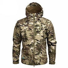 Load image into Gallery viewer, Men's Camouflage Tactical Jacket Green Camouflage Water Resistant Jacket Waterproof Windbreaker Hooded Jackets Ski Jacket Warm Winter Coats Men Soft Winter Hooded Coat Hiking Clothes