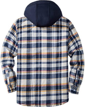 将图片加载到图库查看器,Men's Modern Warm Jacket With Removable Hood Winter Coats Men's Hooded Jackets Fashionable Autumn Jackets Winter Warm Coat Thick Hoodie Long Sleeve Outdoor Plaid Shirt Jackets