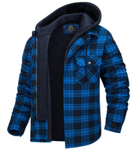将图片加载到图库查看器,Men's Modern Warm Jacket With Removable Hood Winter Coats Men's Hooded Jackets Fashionable Autumn Jackets Winter Warm Coat Thick Hoodie Long Sleeve Outdoor Plaid Shirt Jackets