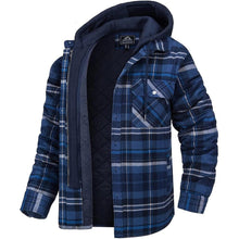 将图片加载到图库查看器,Men's Modern Warm Jacket With Removable Hood Winter Coats Men's Hooded Jackets Fashionable Autumn Jackets Winter Warm Coat Thick Hoodie Long Sleeve Outdoor Plaid Shirt Jackets