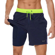 Load image into Gallery viewer, Men's Swimming Trunks with Compression Liner 2 in 1 Quick-Dry Gym Sports Shorts Swim Shorts with Pockets Beach Swimming Trunks Quick Dry Swim Shorts with Pockets