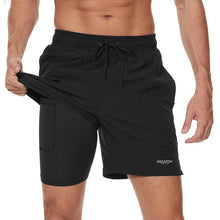 Load image into Gallery viewer, Men's Swimming Trunks with Compression Liner 2 in 1 Quick-Dry Gym Sports Shorts Swim Shorts with Pockets Beach Swimming Trunks Quick Dry Swim Shorts with Pockets