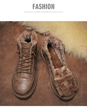 将图片加载到图库查看器,Men's Winter Cotton Shoes High-Top Fashion Casual Trend Boots Flat Shoes Winter Snow Boots Warm Ankle Booties Outdoor Work Shoes For Cold Weather Soft Comfortable Walking Brown Shoes