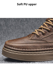 将图片加载到图库查看器,Men's Winter Cotton Shoes High-Top Fashion Casual Trend Boots Flat Shoes Winter Snow Boots Warm Ankle Booties Outdoor Work Shoes For Cold Weather Soft Comfortable Walking Brown Shoes