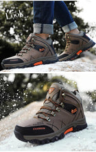 将图片加载到图库查看器,Men's Winter Snow Boots Waterproof Leather Sports Super Warm Men's Boots Outdoor Hiking Boots Work Travel Shoes Trail Climbing Shoes Lace Up Anti-Slip Waterproof Working Outdoor Boots