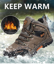 将图片加载到图库查看器,Men's Winter Snow Boots Waterproof Leather Sports Super Warm Men's Boots Outdoor Hiking Boots Work Travel Shoes Trail Climbing Shoes Lace Up Anti-Slip Waterproof Working Outdoor Boots